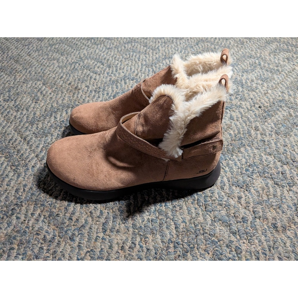 JBU by Jambu Nomadic Tan Faux Fur Ankle Boots Brown Memory Foam B9NOM04 8.5M